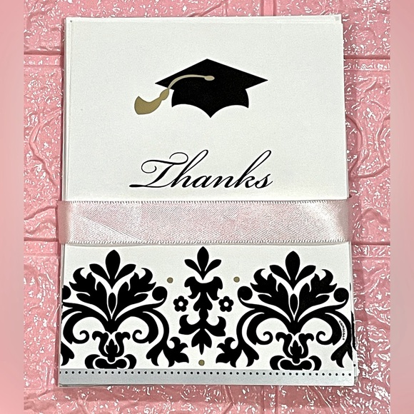 THANK YOU Graduation postcards TY CARDS Black & White Pack of 12 size 5 x 4 NEW - Picture 3 of 5